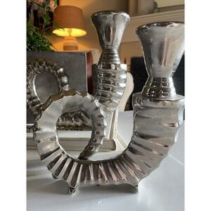 $640 Silver Plated Rams Horn Candlesticks from Chapman House, 1970s Set 2 RARE